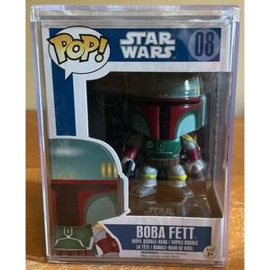 Funko Pop Star Wars Boba Fett Blue Box #08 In Hard Case Protector